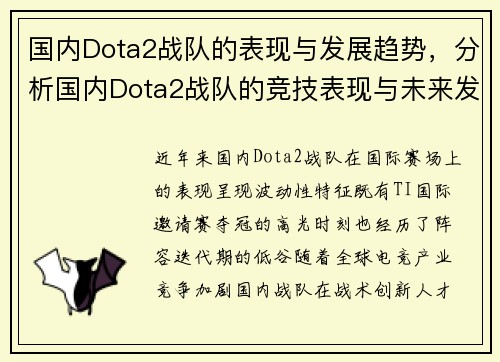 国内Dota2战队的表现与发展趋势，分析国内Dota2战队的竞技表现与未来发展